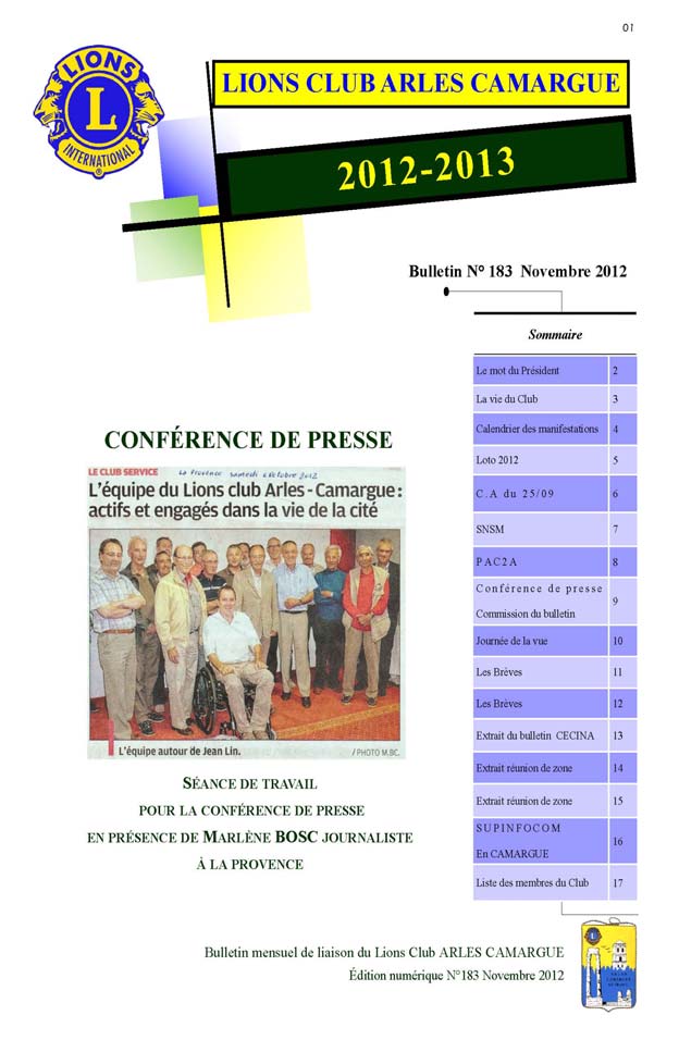 La pagina di Arles: il bollettino del Club gemellato e l'addio a Guy Merland