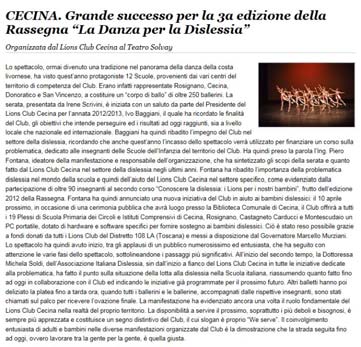 OggiSette - Grande successo per la 3ª edizione della Rassegna «La Danza per la Dislessia»