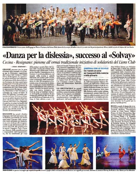 La Nazione - «Danza per la dislessia», successo al «Solvay»