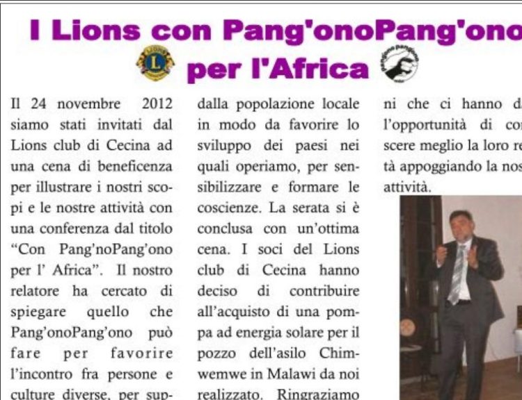 Zikomo n.42 - I Lions con Pang'ono Pang'ono per l'Africa