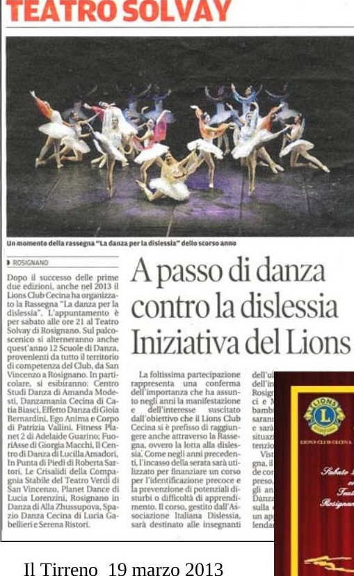 Il Tirreno - A passo di danza contro la dislessia. Iniziativa del Lions