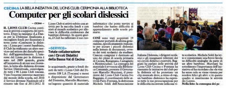 La Nazione - Computer per gli scolari dislessici