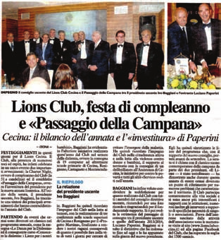 La Nazione - Lions Club, festa di compleanno e «Passaggio della Campana»