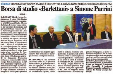 Borsa di studio «Barlettani» a Simone Parrini