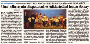 Una bella serata di spettacolo e solidarietà al teatro Solvay