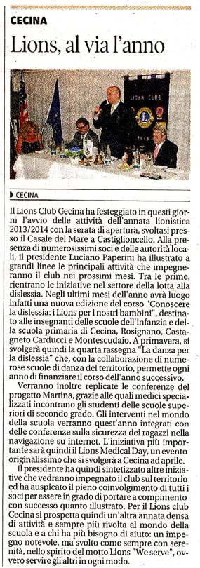 Il Tirreno - Lions, al via l'anno