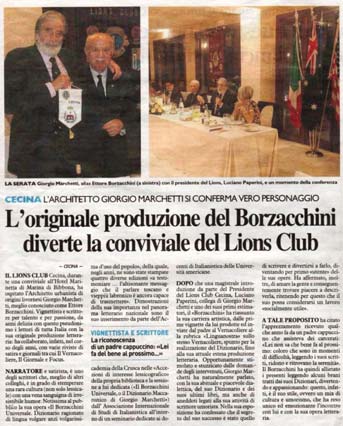 L'originale produzione del Borzacchini diverte la conviviale del Lions Club