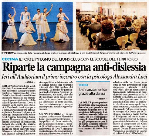 La Nazione - Riparte la campagna anti-dislessia