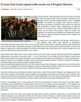 You News - Il Lions Club Cecina riparte nelle scuole con il Progetto Martina