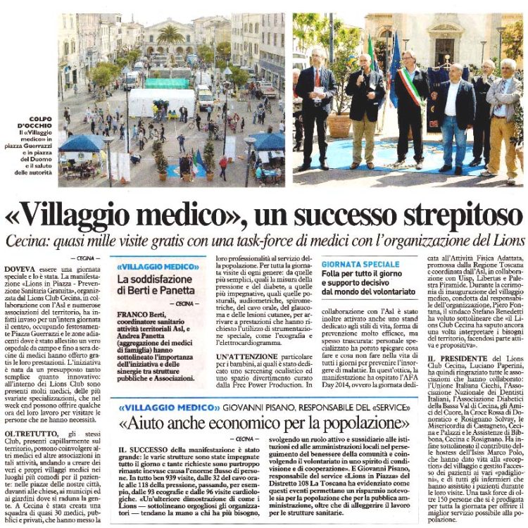 La Nazione - «Villaggio medico», un successo strepitoso