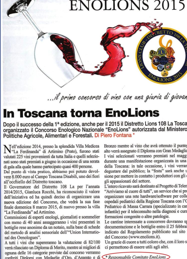 EnoLions 2015: in Toscana torna il concorso enologico dei Lions