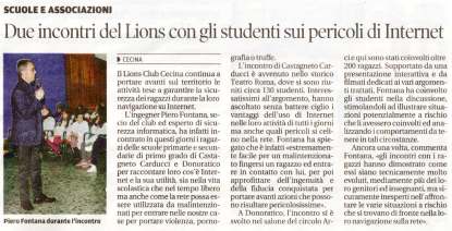 Due incontri del Lions con gli studenti sui pericoli di Internet