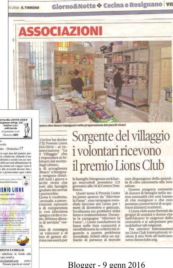 Il Tirreno - Sorgente del villaggio, i volontari ricevono il premio Lions Club