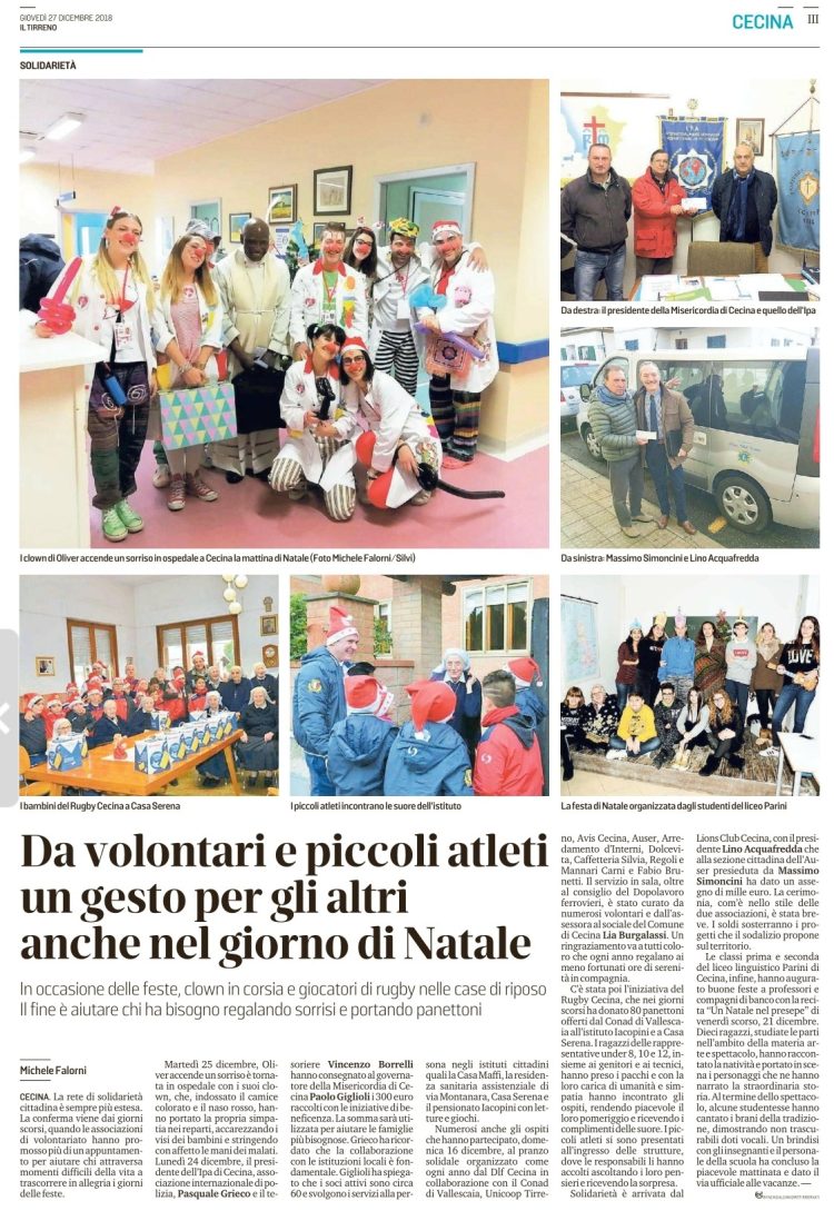 Da volontari e piccoli atleti un gesto per gli altri anche nel giorno di Natale