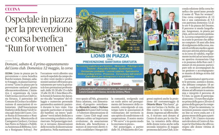 Ospedale in piazza per la prevenzione e corsa benefica «Run for women»