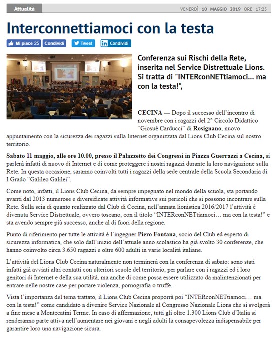 Cecina Qui News - Interconnettiamoci con la testa