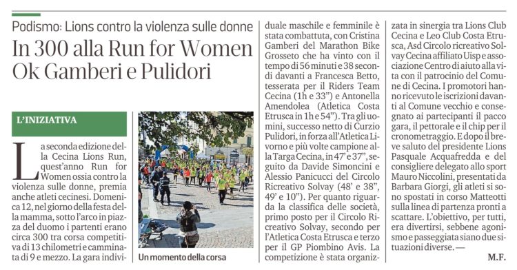 Il Tirreno - In 300 alla Run for Women