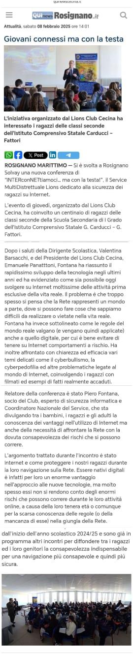 QuiNews Rosignano 8 febbraio 2025