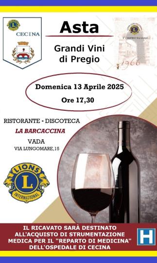 Grande successo dell'Asta di Vini a favore dell'Ospedale di Cecina