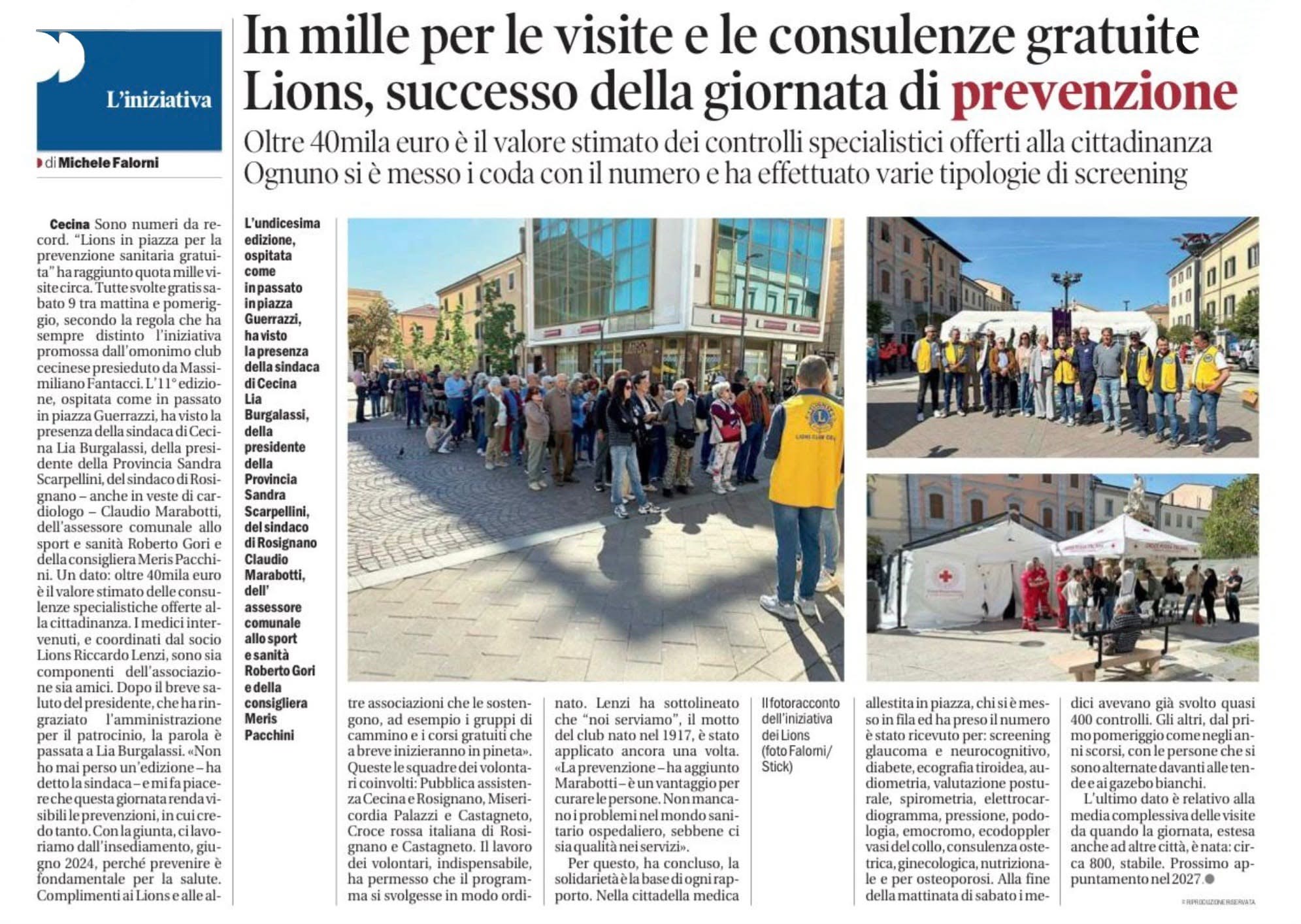 In mille per le visite e le consulenze gratuite - Lions, successo della giornata di prevenzione