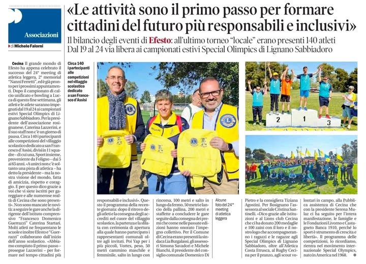 «Le attivita' sono il primo passo per formare cittadini del futuro piu' responsabili e inclusivi»